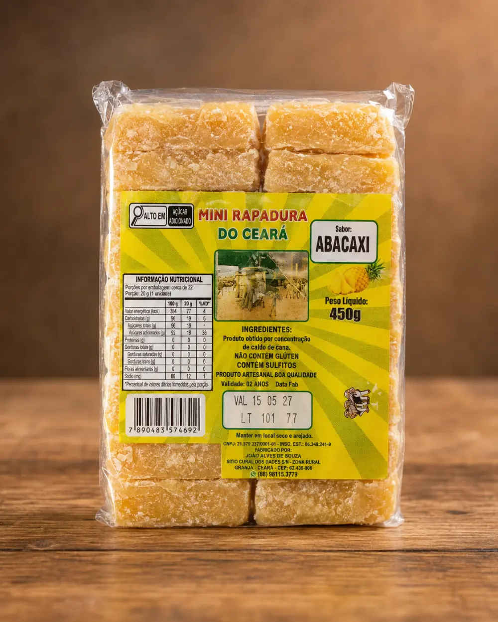 Mini Rapadura Sabor Abacaxi Rapadura do Ceará disponível no Rancho do Norte