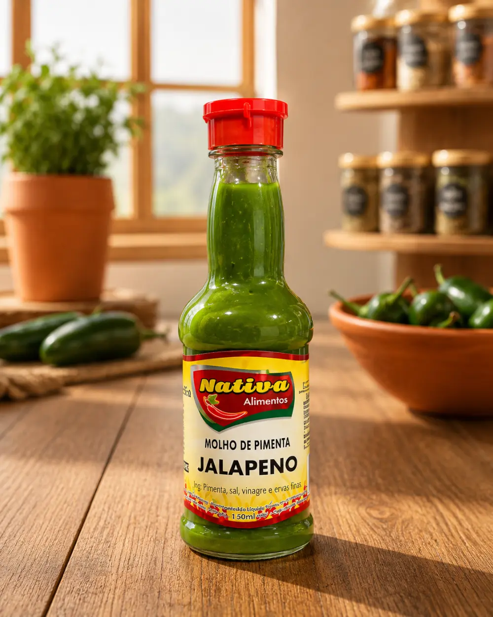 Molho de Pimenta Jalapeño Verde Nativa no Rancho do Norte em Campinas
